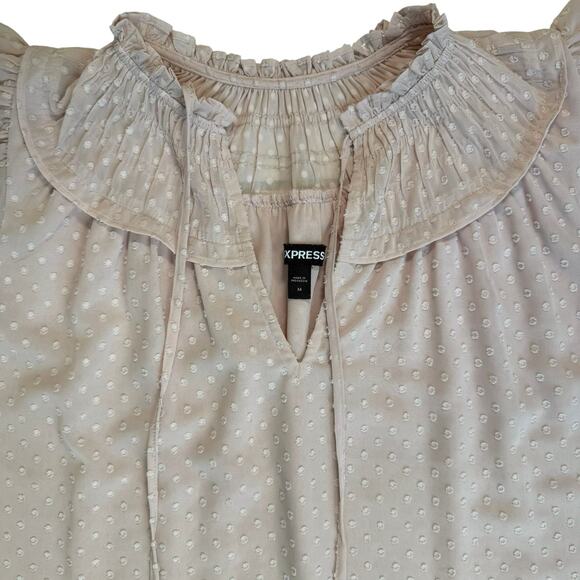 Express Lined Pink Ruffle Blouse Womens M Flutter Sleeve Feminine Coquette Top - Picture 13 of 16